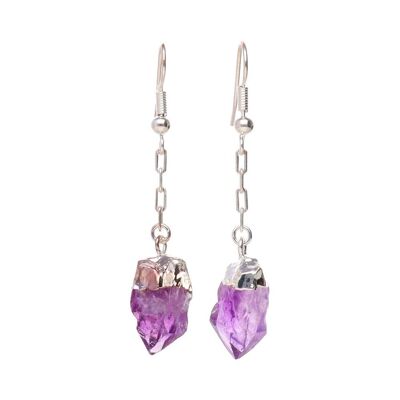 Silver Plated Amethyst Tip Earrings