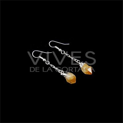 Boucles d'Oreilles Point de Citrine Chauffante Plaqué Argent