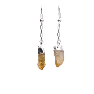 Boucles d'Oreilles Point de Citrine Chauffante Plaqué Argent