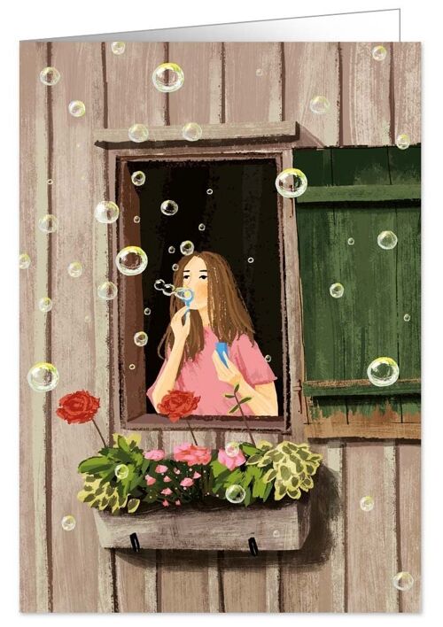 Girl blowing soap bubbles (SKU: 1971)