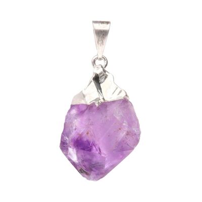 Rough Amethyst Point Pendant - Silver Plated