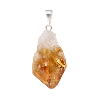 Rough Heated Citrine Point Pendant 1 in Silver Plated