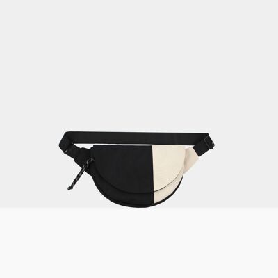 Fanny pack with flap Mini Anna black and white