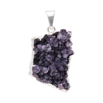 Small Amethyst Druse Pendant - Silver Plated