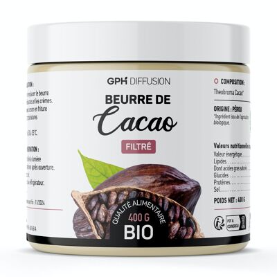 Organische gefilterte Kakaobutter - 400 g
