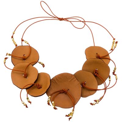 Flower leather collar necklace