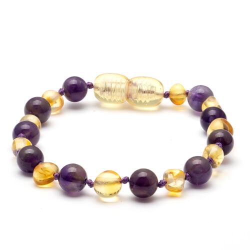 Baroque baltic amber & amethyst baby teething bracelet 9