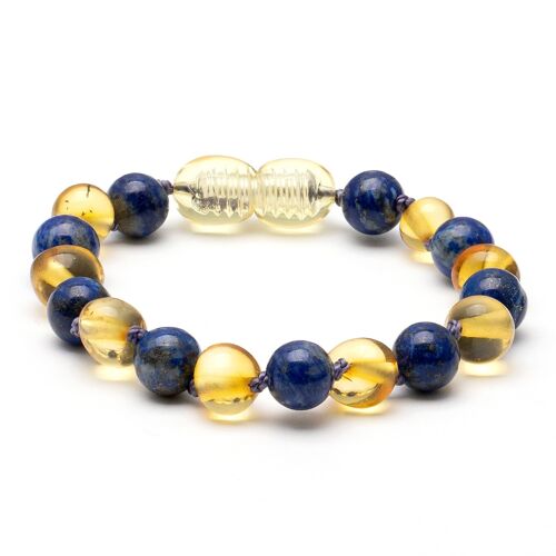 Baroque baltic amber & lapis lazuli baby teething bracelet 7