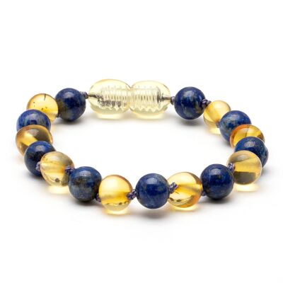 Bracelet de dentition bébé baroque ambre baltique & lapis lazuli 7