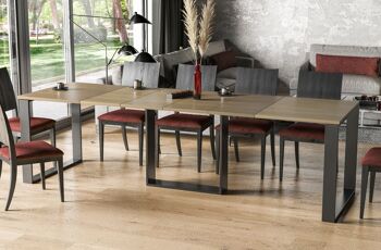 Table à manger extensible Herouville Chêne Naturel, Marron 130-250 x 80 cm 2