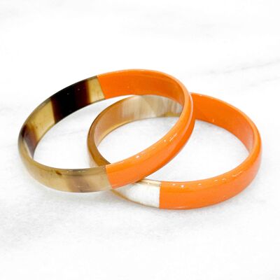Genuine horn colored bracelet - 1.2 cm - Orange