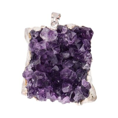 Large Amethyst Druse Pendant - Silver Plated