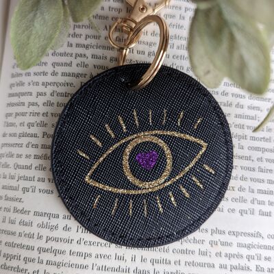 Round black key ring "Eye of protection"