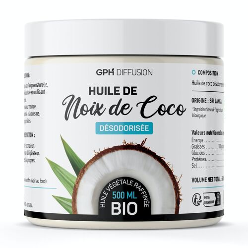Huile de Noix de Coco Désodorisée Biologique - 500 ml