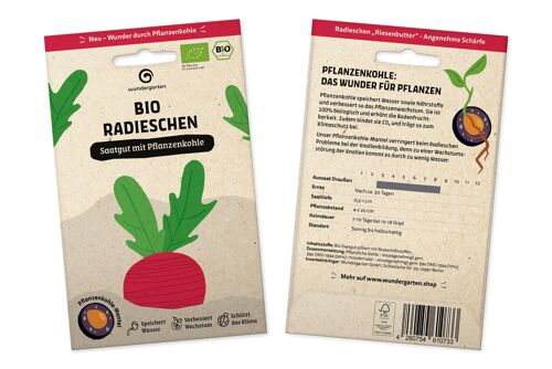 Bio Radieschen | Saatgut mit Pflanzenkohle-Mantel