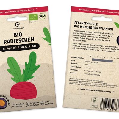 Organic Radishes | Seeds coated with biochar
