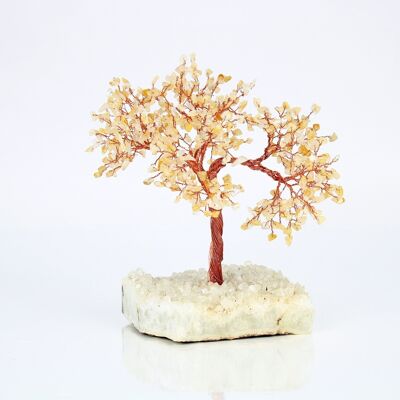 Arbre en cristal de citrine - 500 perles et base en grappe