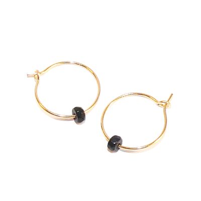 Anti-allergenic black onyx stone hoop earrings - Essentiel