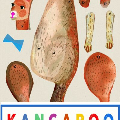 Activité artisanale amusante de coupe et de fabrication de marionnettes kangourou pour les enfants