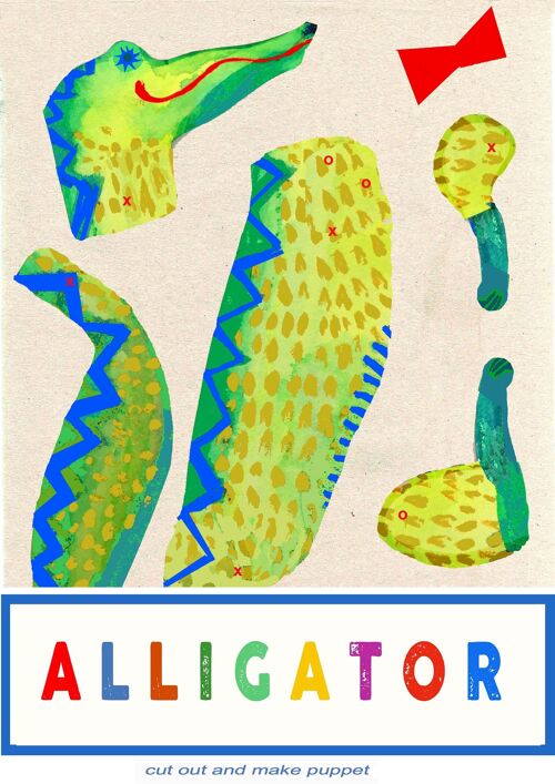 Alligator Cut and Make Puppet fun crafting activity for children