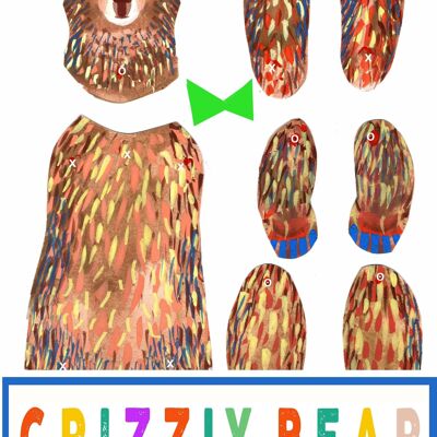 Grizzly Bear Cut and Make Puppet fun crafting activity for children