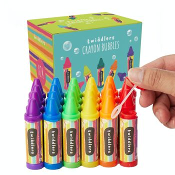 24 crayons à bulles (6 couleurs, 8 cm) pour enfants - Jeux de plein air, tubes rechargeables - Remplisseurs de sac de fête, faveurs de mariage 1