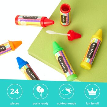 24 crayons à bulles (6 couleurs, 8 cm) pour enfants - Jeux de plein air, tubes rechargeables - Remplisseurs de sac de fête, faveurs de mariage 4