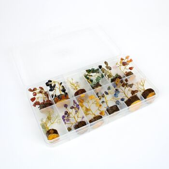 Ensemble de 12 mini sapins en cristal - Base en bois 4