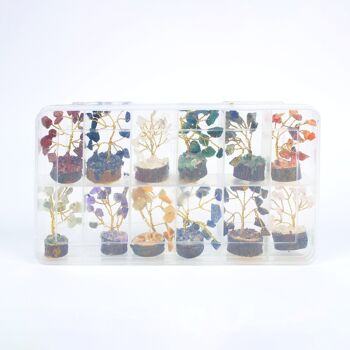 Ensemble de 12 mini sapins en cristal - Base en bois 5