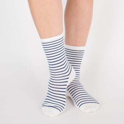 Glittery striped socks - Belle-île blue