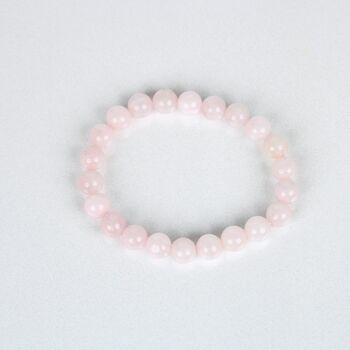 Bracelet en cristal de quartz rose (non teint) - 8 mm 1