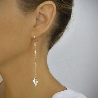 Boucles d'oreilles pendantes avec cristaux Golden Shadow
