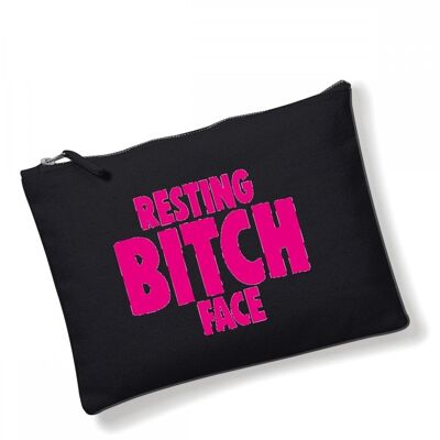 Make Up Bag, Cosmetic Wallet, Zipper Pouch, Slogan Make up bags, Funny Gift for Her Resting Bitch Face CB04