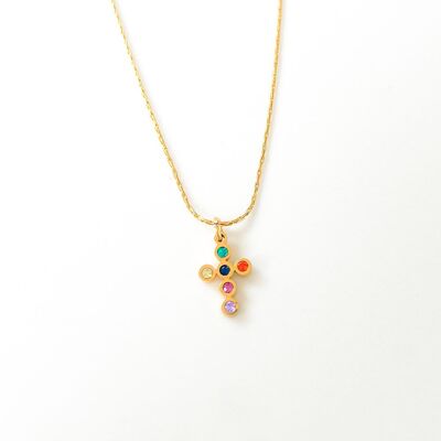 Multicolor cross necklace