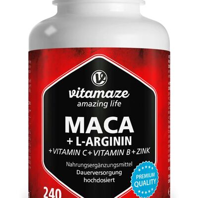 Maca 4000 hochdosiert + L-Arginin + Vitamine + Zink, 240 Kapseln
