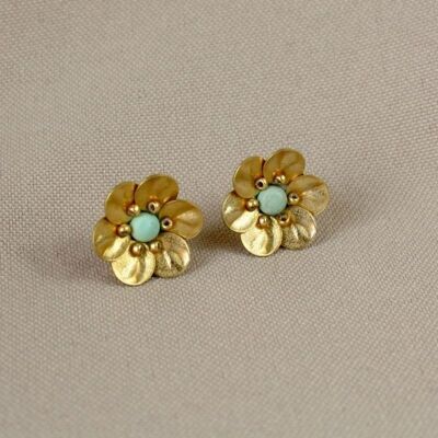 Mini Anemone Earrings - Turquoise