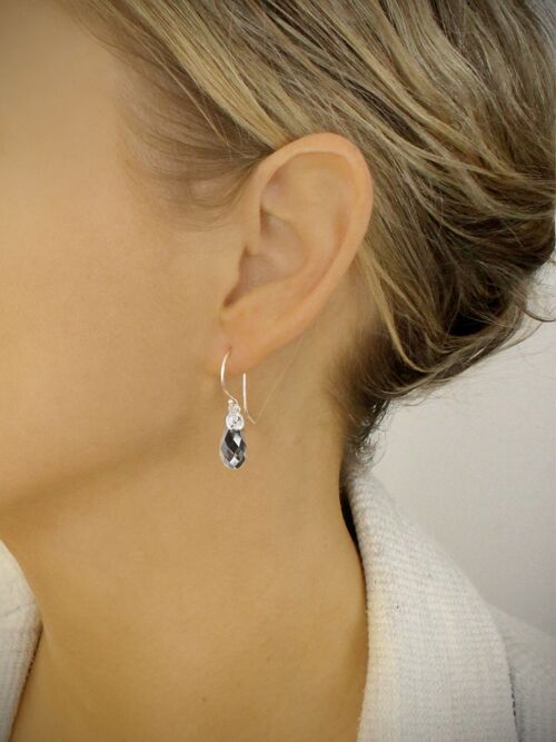 Silver earrings with Black Diamond drops