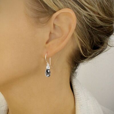Silver earrings with Black Diamond drops