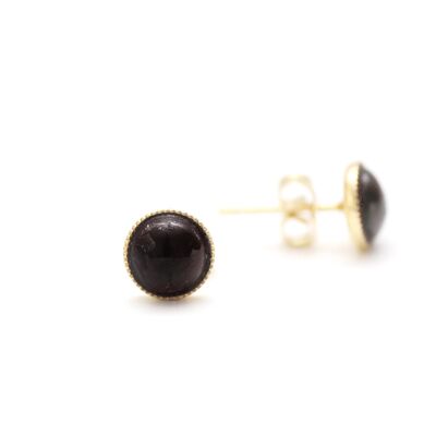 Pendientes piedra ónix negro natural 6mm - Ariane