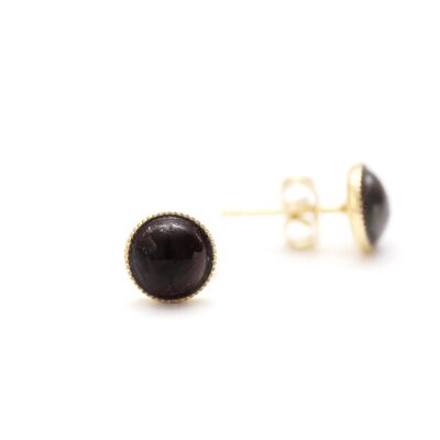 Puces d'oreilles en pierre naturelle d'onyx noir 6mm - Ariane