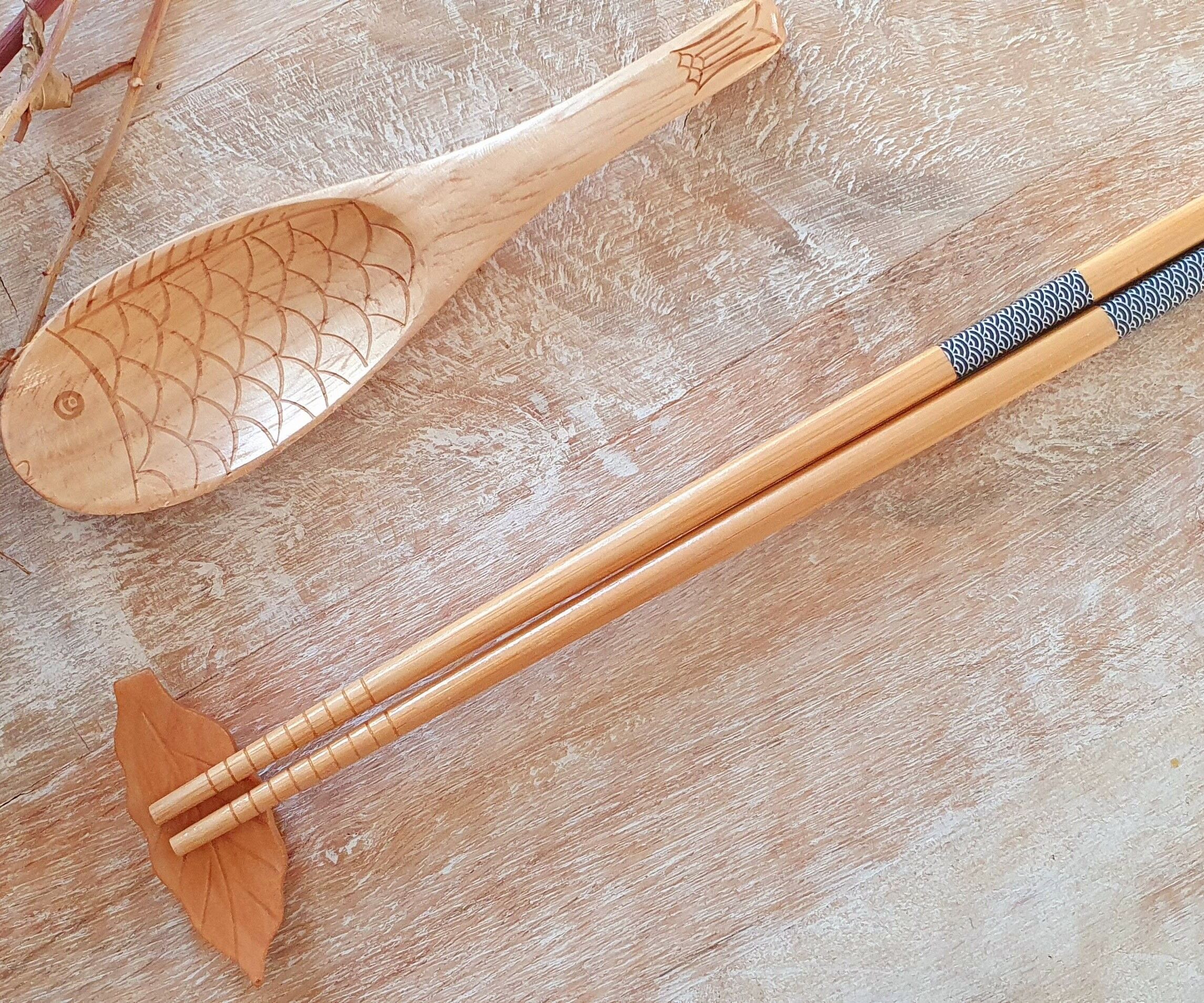 Vague-Bois Naturel Baguettes Japonaise Art de la Table Décoration