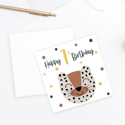 Tarjeta Feliz 1er Cumpleaños Tigre