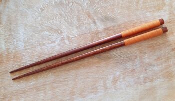 Natural Wood Japanese Chopsticks and Spoon Set-Brown Cotton Thread 3