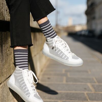 Short striped socks - Blue Bénodet