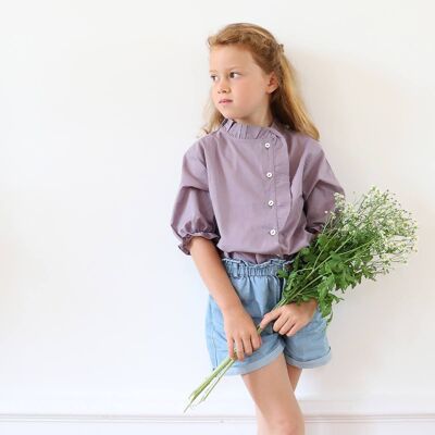 Anaïs blouse with short sleeves, lilac voile