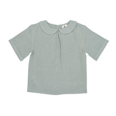 Blusa a maniche corte Abel in lino color salvia