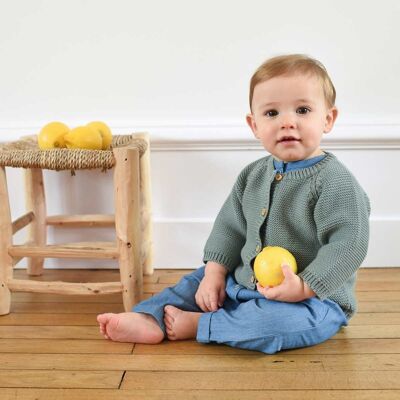 Cardigan Victoria baby in maglia salvia