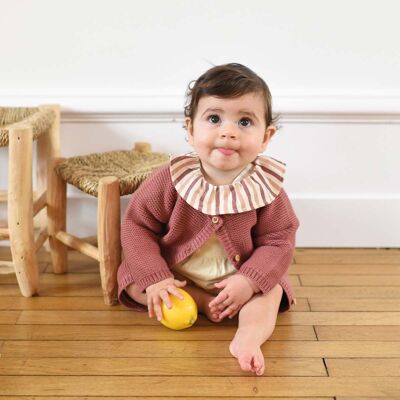 Cardigan Victoria baby in maglia color lampone