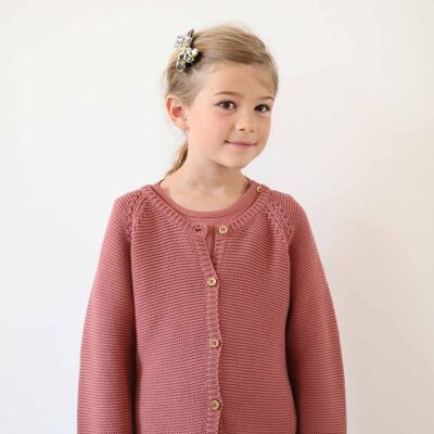 Himbeerfarbene Strickjacke Victoria für Kinder