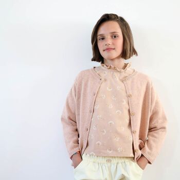 Cardigan Victorine tricot amande moucheté fille 1